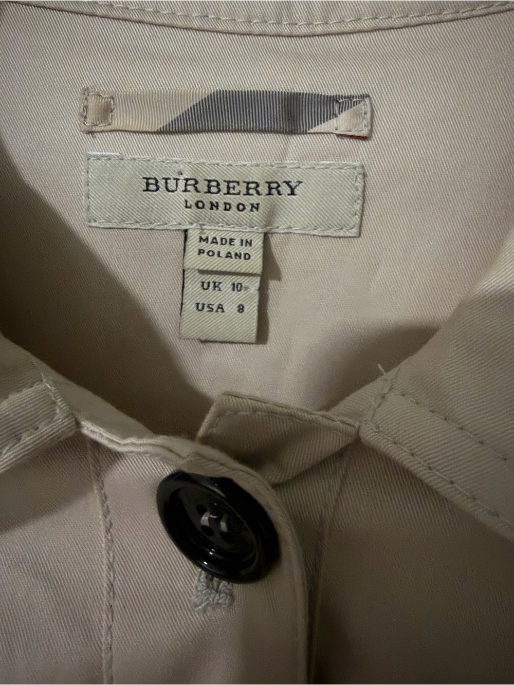 Burberry London Trench Dress Women's Beige with Black Buttons Size8 - Picture 2 of 9